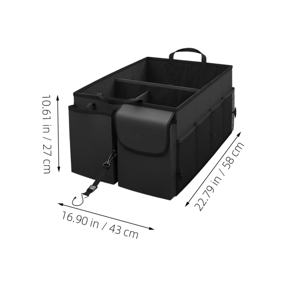 Auto Kofferraum Organizer aus Oxford Stoff Robust und Faltbar mit Mehreren Fächern und Taschen Schwarz für Suv und Autoaufbewahrung