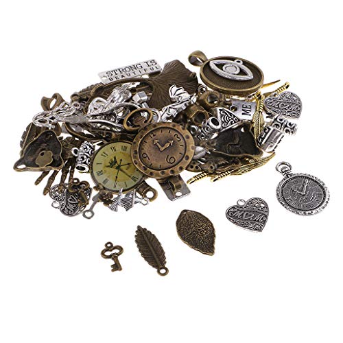 P Prettyia 100 Gram DIY Assorted Color Antique Metal Steampunk Charms Pendant for Crafting, Cosplay Decoration,Jewelry Making Accessories steampunk buy now online