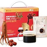SamSiDae Korean Red Ginseng Tonic – 6-Year Grown Roots with Jujube & Cornus Fruit Extract – Caffeine-Free Herbal Supplement – Supports Energy and Immune Health – 20 Convenient Daily Pouches