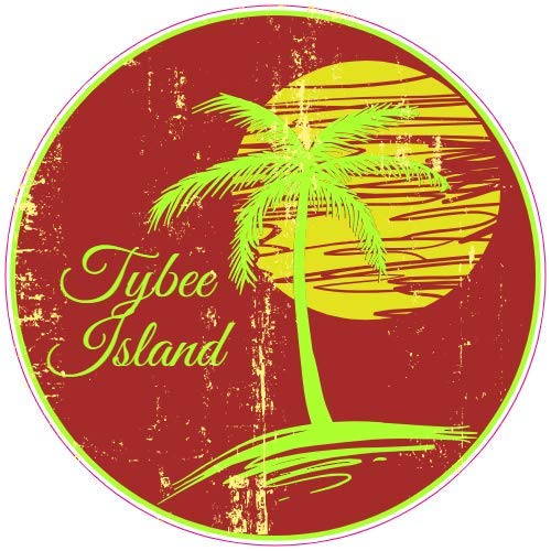 U.S. Custom Stickers Tybee Island Georgia Palm Tree Sticker 7 Inch
