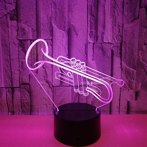 Preisvergleich Produktbild 3D Illusion Lampe Kindergeschenk Nachtlicht Musikinstrumententrompete Led Tischlampe, 7 Farben Ändern Touch Schalter Schreibtisch Dekoration Lampen Kind Spielzeug Geburtstagsgeschenk.
