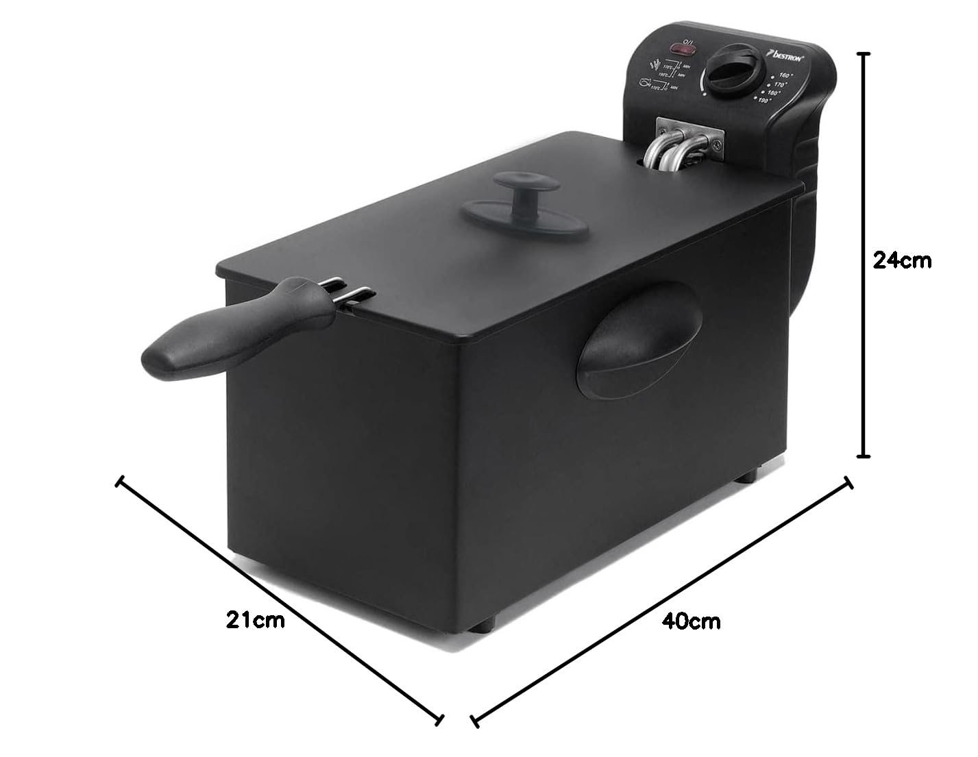 Bestron Öl-Fritteuse, Fritteuse Mit Kaltzonentechnologie, 3,5 Liter Fassungsvermögen, Stufenloser Temperaturregler Bis 190 °C, Teilweise Spülmaschinengeeignet, 2000 Watt, Schwarz, AF357B