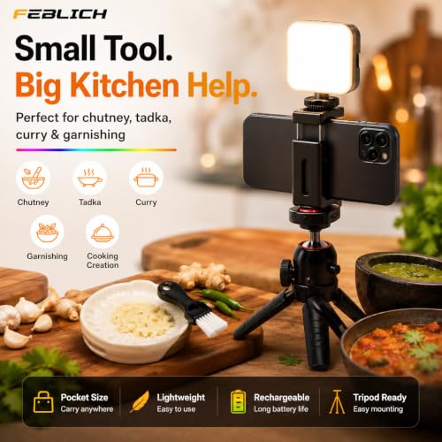 Image of Portable LED Pocket Video RGB Studio Light for Video Shooting, Meeting, Photography, Selfie, Laptop, Tablet, Phone Lighting Dimmable & Rechargeable Type C with Clip