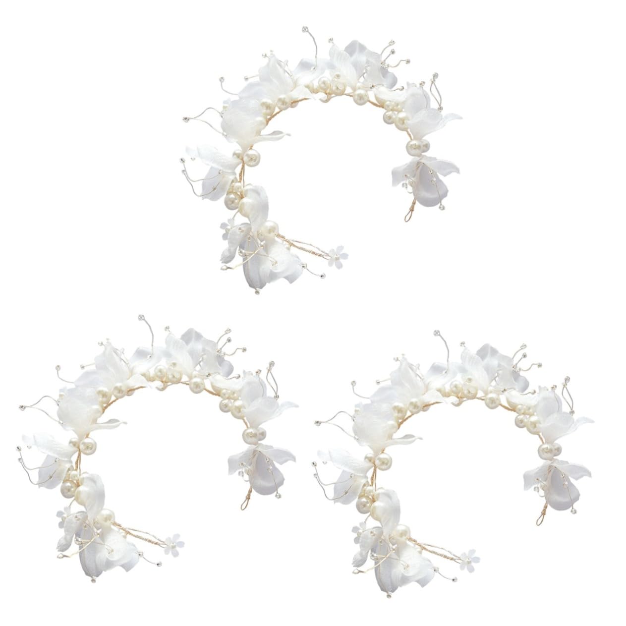 3 Piezas De Lujoso Tocado De Novia Y Tocado De Flores De Tela Para Bodas Graduaciones Cumpleaños Y Ocasiones Especiales.