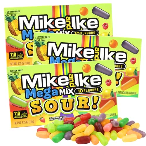 Mike and Ike Mega Mix Sour, Dulces de Frutas, Pack 3 miniatura 1