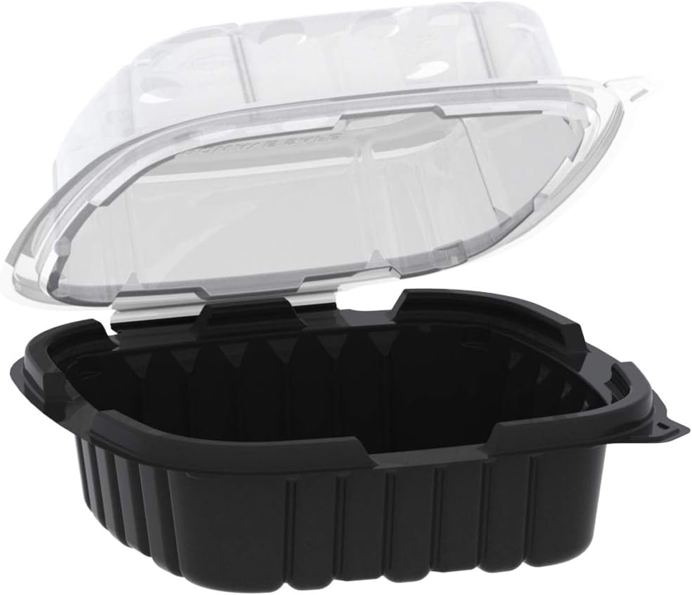 Anchor Packaging Black Hinged Take Out Crisp Container, 6" x 6", 18 oz | 300/Case