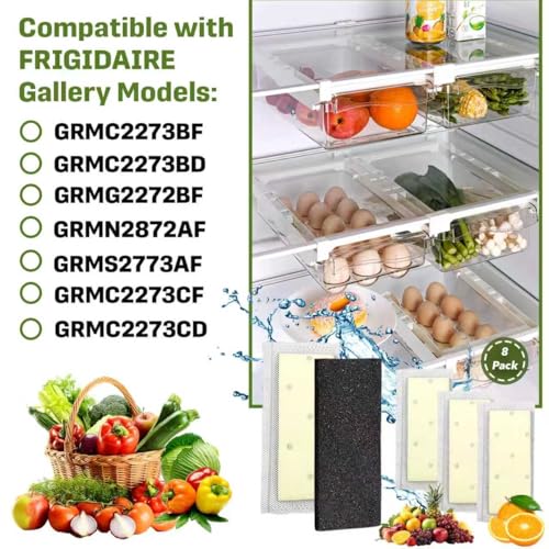 Image of 8-Pack Filter Refills Compatible with Frigidaire Gallery Models GRMC2273BF | Compatible with PureAir PK-2 Produce Keeper Plus CrispSeal Plus, Activated Carbon Air Filter FRPAPK2RF