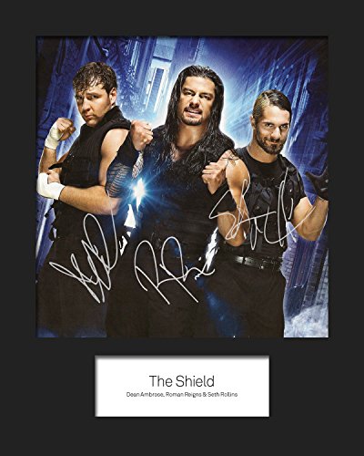 FRAME SMART The Shield WWE #2 | Foto montada, reimpresión de Firma | Tamaño 10x8 para Marcos de 10x8 Pulgadas | Máquina Cortada | Exhibición de la Foto | Presente, Regalo, Coleccionable