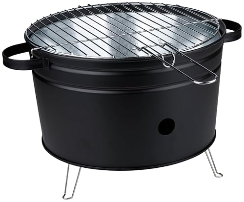 alpina Barbecue Charbon 32 cm - BBQ Compact et Portable - Barbecues sur Pieds - Grille en Acier Inoxydable - Barbecue pour Jardin et Balcon - Noir