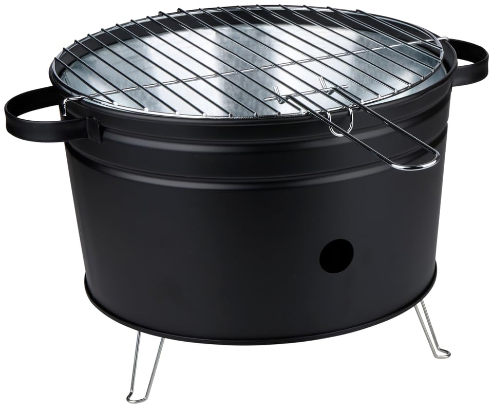 Alpina Charcoal Table Grill - Barbecue compact pour jardin et camping - 32 cm - Noir