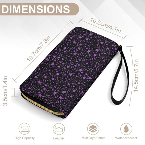 Portable Rope Printed Wallet for Women, Multi-layer Inner, Water-resistant, Ideal for Holiday, Purple Star2