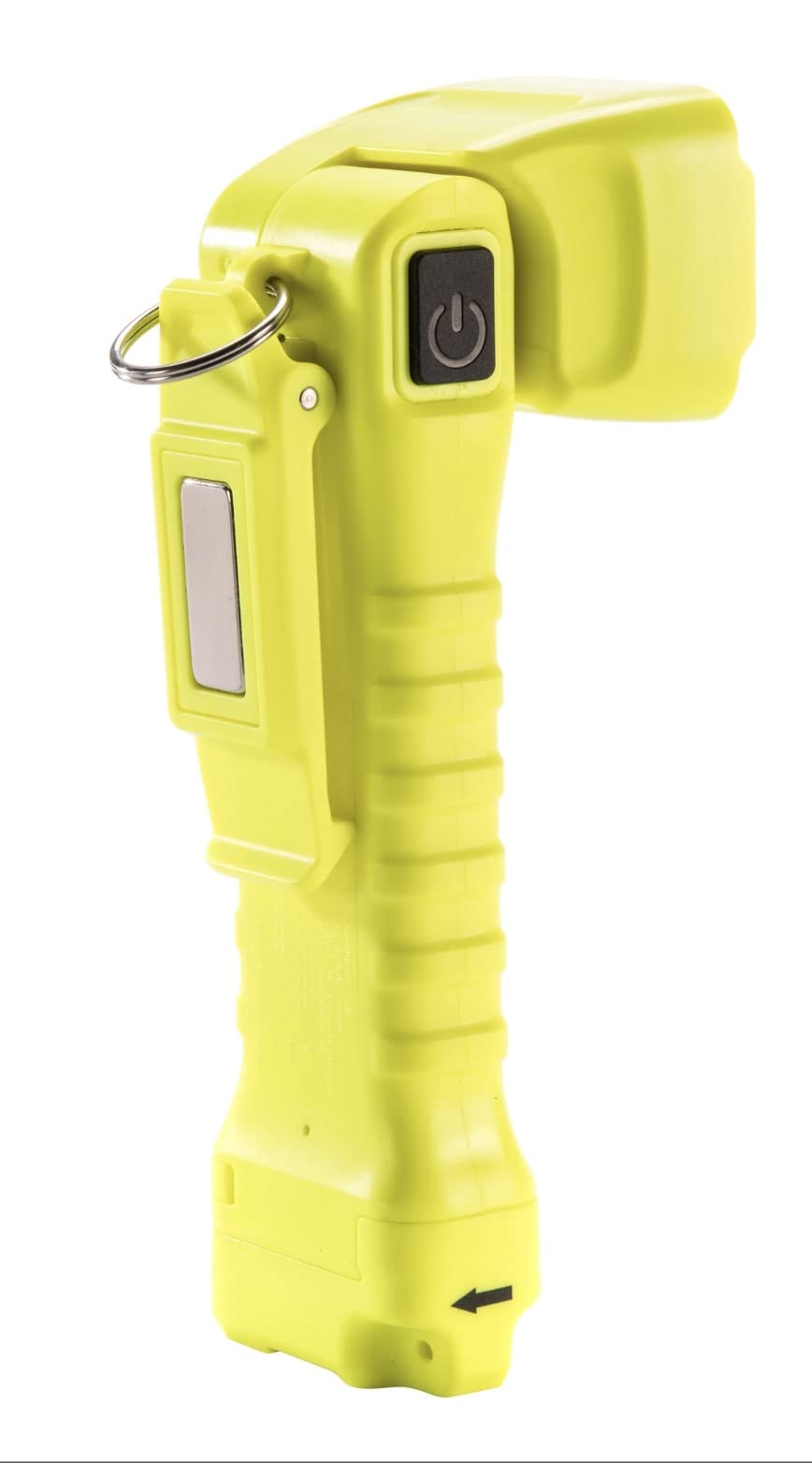 PELI 3415MZ0 Linterna LED Premium con cabezal articulado y clip magnético para una iluminación manos libres, Para uso industrial, Certifación ATEX Zona 0, Sumergible IPX8, 329 Lúmenes, Color: Amarillo