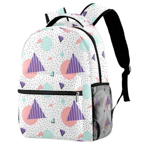 Sac à dos d'école multicolore triangle pour adolescent, fille et garçon
