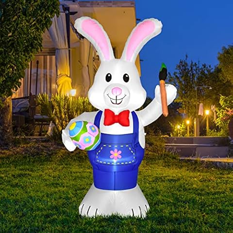 Nifti Nest Aufblasbare Osterdekoration für den Außenbereich, Osterhase und Eier mit LED-Lichtern Cover
