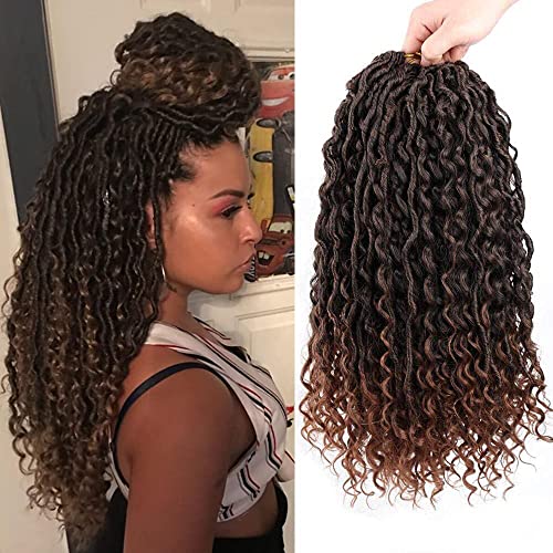 Gx Beauty River Faux Locs Crochet Hair Pre Looped Braiding Hair New Goddess Locs Crochet Hair Boho Locs with Curly Ends Bohemia Faux Locs for Black Women （18Inch 6packs 1B-30#）