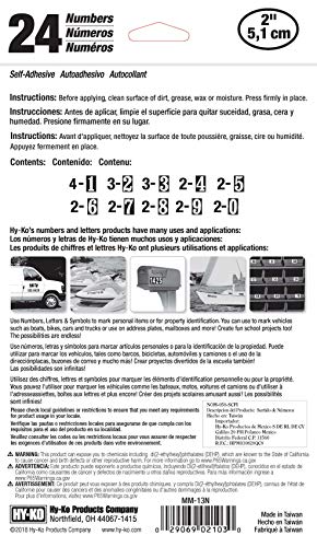 Hy-Ko Products MM-31 Self Adhesive Vinyl Die Cut Numbers and Letters, 1" High, Prism Silver, 138