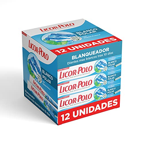 Licor Del Polo - Dentífrico Blanqueador Blanco Polar - 12uds de 75ml (900ml) - Pasta de dientes para devolver el blanco natural a tus dientes - Sabor a menta Cover