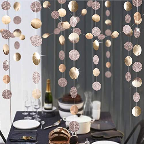 Decor365 Glitter Champagne Gold Decorations Paper Circle Dots Garland Party Streamers Bunting Backdrop Hanging Decor Banner/Wedding/Bachelorette/Bridal Shower/Christmas/New Year/Home/Engagement/ #TOP7