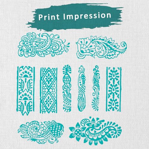 Image of Wooden Stamp Block, Printing Stamp Design Set | Block For Printing Saree Border | Dresses, Craft Card Making, Scrapbook, Clay Pottery | Set of 10