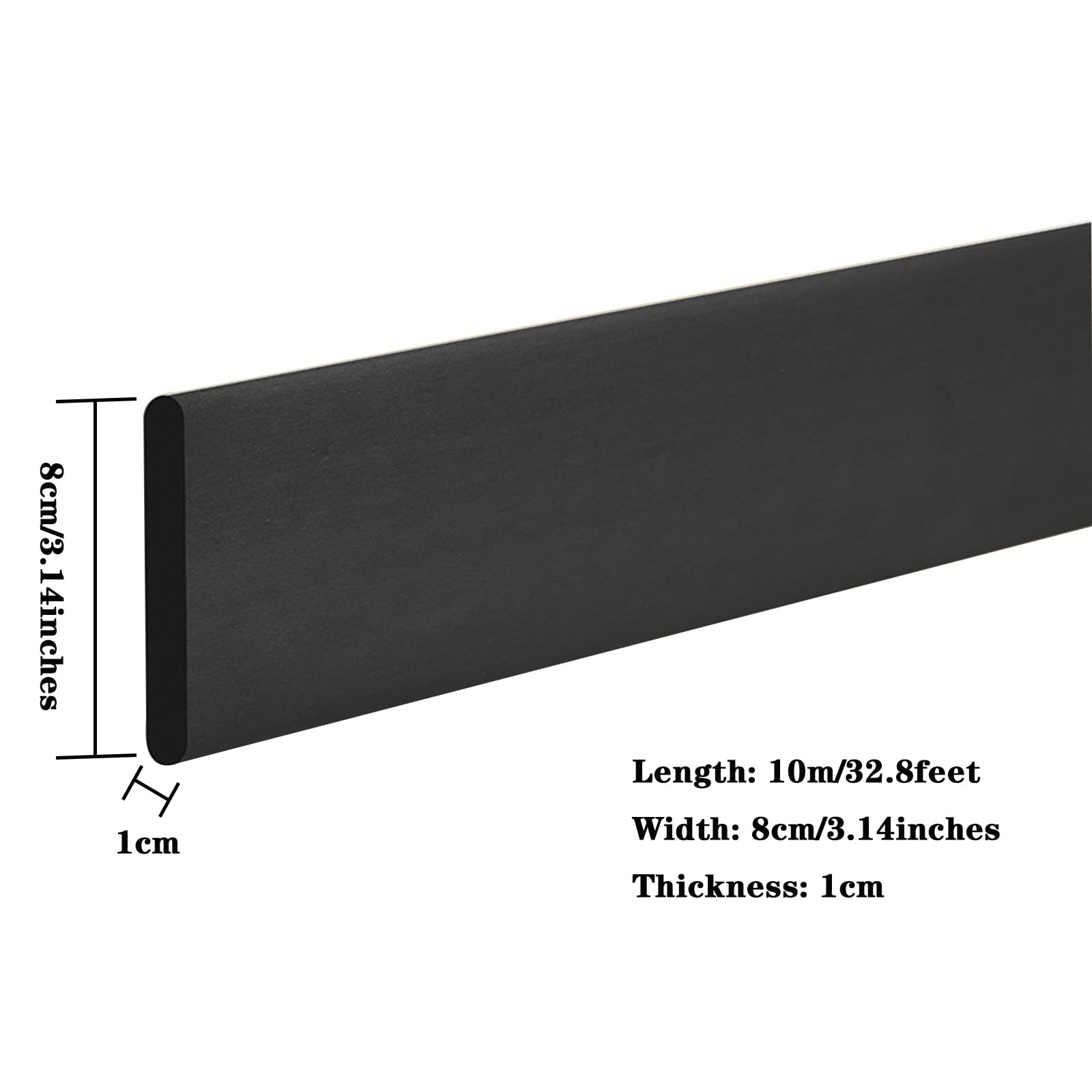 Pegatinas de Pared para Rodapié de 10 M, Moldura Autoadhesiva para Decoración de Techo, Azulejos, Rodapié, Pegatinas para Azulejos, Suministros para Empapelar/Black