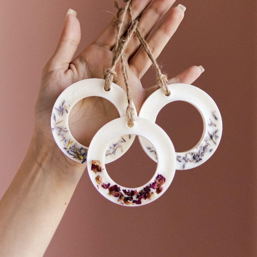 Image of Round Wax Sachet Mould Silicone Aroma Ring Tablets Mold Resin Bookmark Moulds Epoxy Pendant Crafts Fondant Jewelry Keychain Molds Wax Melts (ASM118)