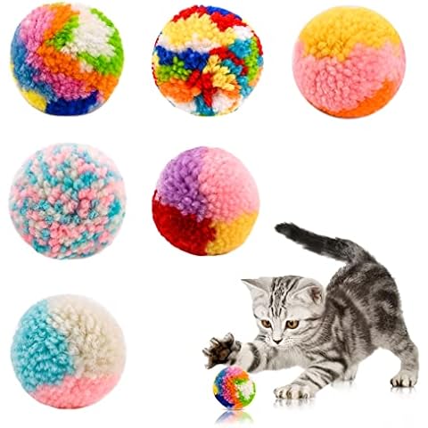 6 Packs Colourful Plush Cat Ball Toys Cover