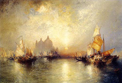 Peinture à l'huile du Grand Canal par Thomas Moran un chef-d'œuvre peint à la main
