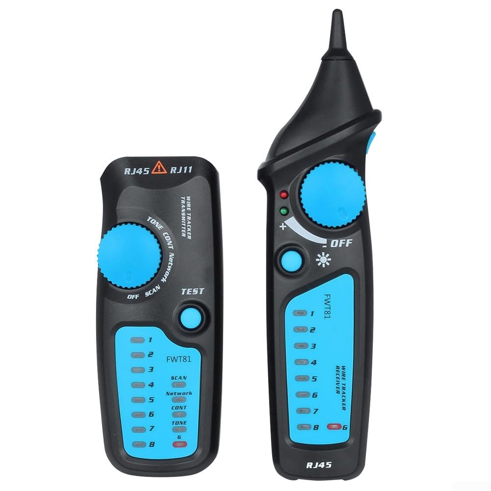 FWT81 Testeur de câble réseau avec double bouton pour tracé de ligne téléphonique LAN – Kit de recherche de fils isolés ABS 17,5 cm