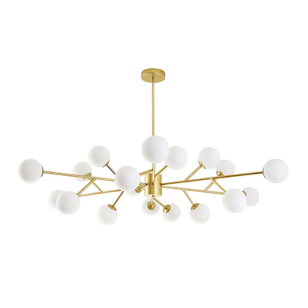 Lustre Sputnik doré 18 lumières : solution d'éclairage moderne pour grand salon sombre