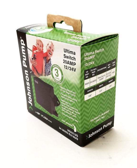 SPX FLOW Ultima Switch 20 A 12/24 V Interruptor Automático Electrónico Johnson Pump para Bomba de Sentina Heavy Duty, Bomba de Barco, Bomba de Yate
