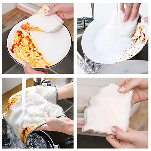 Superus Bamboo Dish Cloths, Eco-Friendly Dish Towels Cleaning Cloths 8 Pack, Hanging Kitchen Towels For Washing Dishes, Kitchen Counters, Bathroom Glass - Super Absorbent (18 X 23 Cm) #TOP4