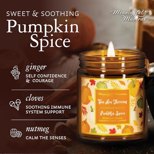 Pumpkin Spice Fall Aromatherapy Candle Non-Toxic Long Lasting | 100% Real Essential Oils, Coconut Wax, Handmade with Love 8oz