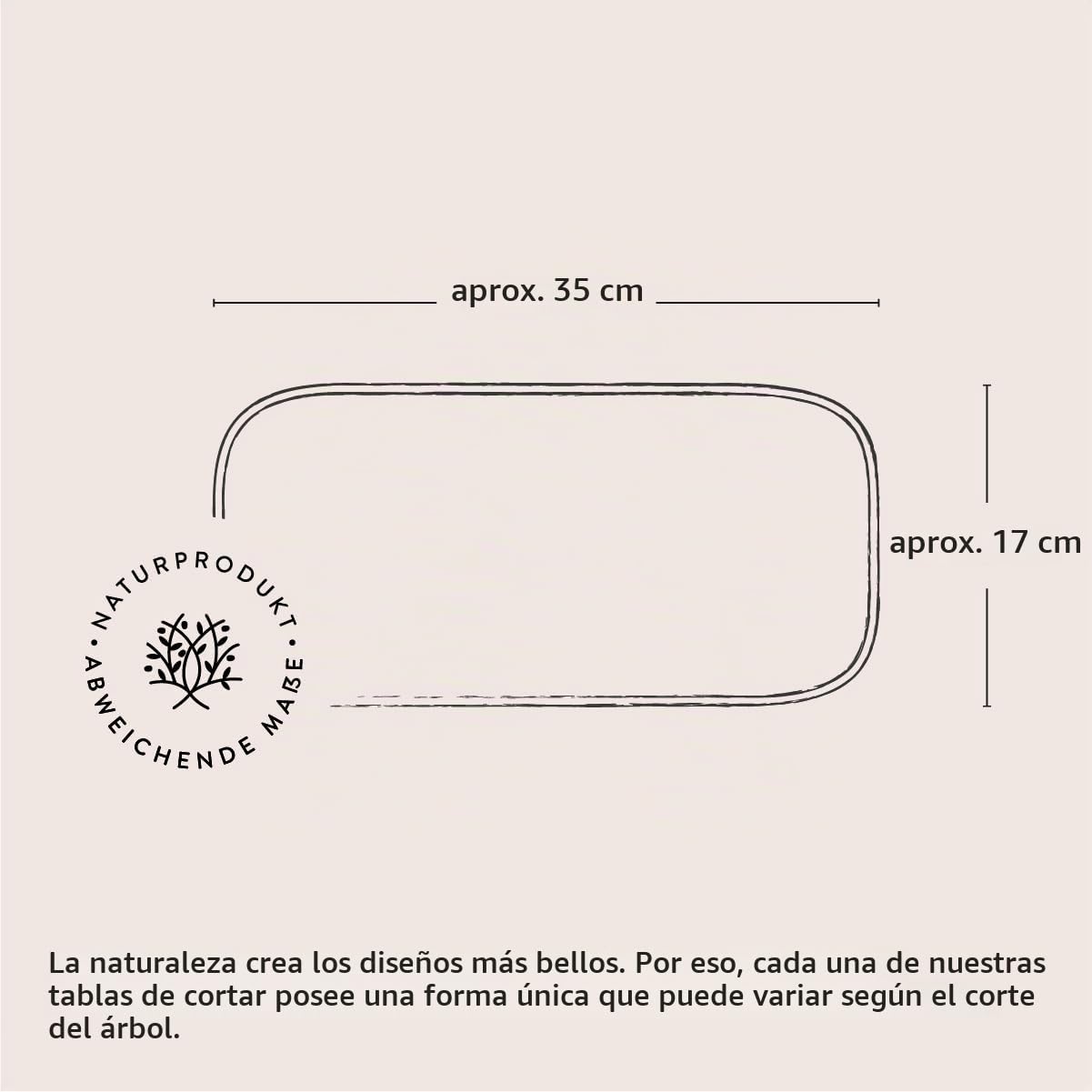 La Tabla de Cortar Cortar de Madera de Olivo en con sin Tratar Borde - 35cm