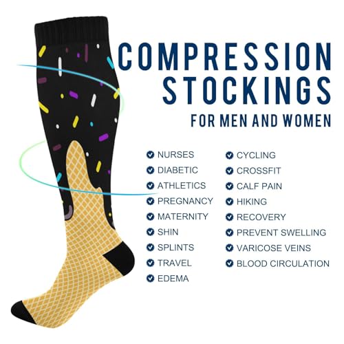 Image of Compression Socks for Women & Men Knee High Socks | Circulation, Medical, Running, Athletic, Nurse, Travel, 1 Pair