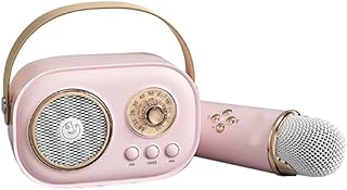 Jrifedptry Mini inalámbrico Bluetooth Audio Home Singing Karaoke Micrófono integrado Altavoz estéreo Home KTV Set Rosa