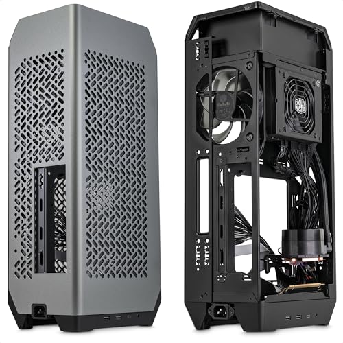 Cooler Master NCORE 100 Max Boîtier PC SFF Mini-ITX - Watercooling AIO, PSU SFX 850W Gold ATX 3.0, Panneaux en Aluminium, Installation Facile, Câble Riser PCIe 4.0 & Support GPU Vertical - Prise EU