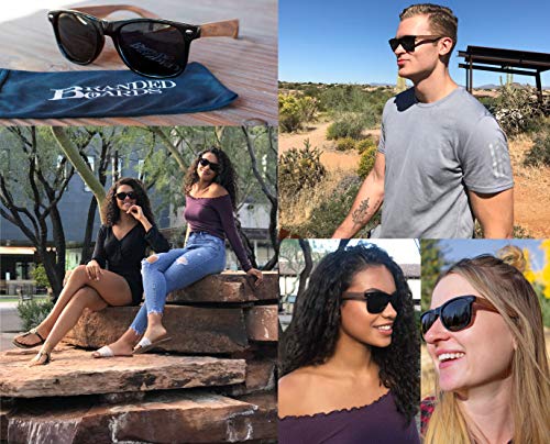 Real Wooden Sunglasses for Women and Men 100% UVA/UVB Polarized Vintage Style (Black with Bag & Sport Case)4