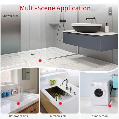 Schwallschutzleiste Dusche Selbstklebend, 200cm Wasserstopper Dusche, Flexibles Silikon, Wasserdicht, Rollstuhlgerechtes Design, T-Form Water Stopper Strip für Nass- und Trocken-Trennung (Transparent)