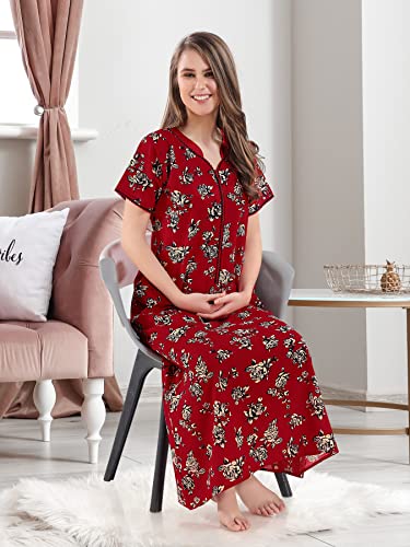Image of AV2 Women Printed Cotton Nightwear Nighty|Womens Night Wear Maxi 7209