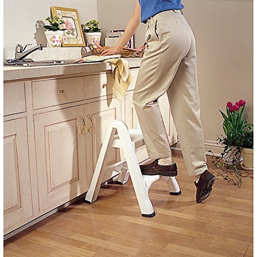 Rubbermaid Commercial Products Two-Step Folding Stepstool, White (300-Pound Load Capacity, 22-7/8-Inches x 21