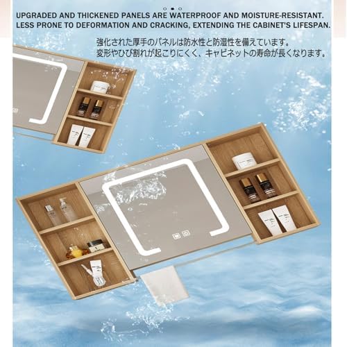 Wall Mounted Bathroom Mirror Cabinet with Large Storage, High-Definition Reflective Surface, Versatile Design for Any Space (Gray, 80x70cm / 34.5x27.5in)