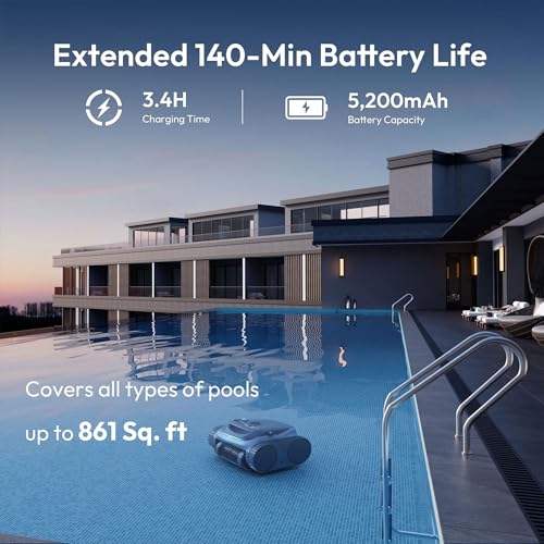 700 C10 Pool Cleaner Robot, Cordless Pool Vacuum w/Superior Suction, Triple Motors, Smart Navigation, APP Control Wall/Waterline, 140-Min Runtime for Inground Pools up to 861 Sq.Ft (Space Grey)