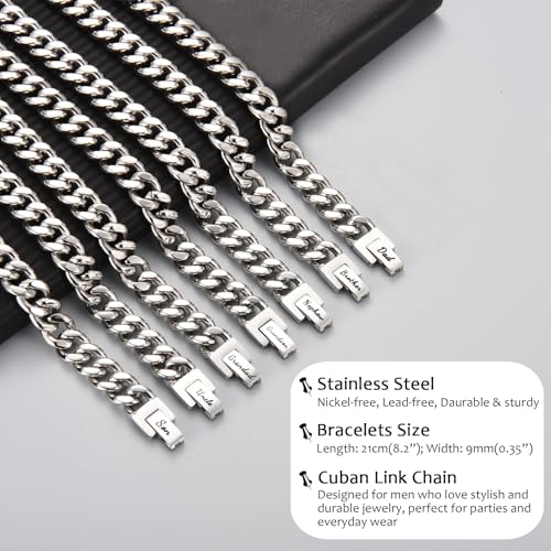 Pulsera para hombre cadena cubana 8.2 pulgadas miniatura 6