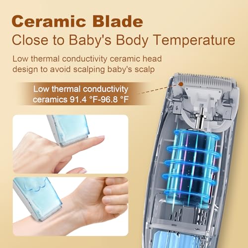 Image of Vacuum Baby Hair Clippers,Silent Clippers for Kids,Cordless Baby Hair Trimmer,Waterproof Baby Hair Cutting Kit for Fine /Curly Hair,Infant Toddler Hair Clippers Auto Suck Snipped Hair