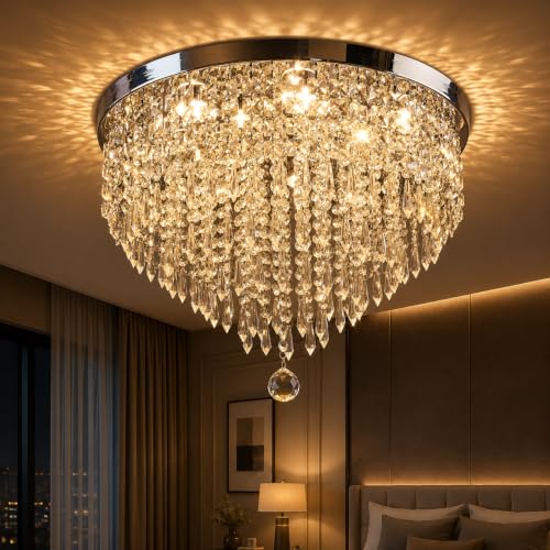 Image of Modern Chandelier Light Crystal Jhoomar Lighting Fixture Pendant Lamp LED Ceiling Lights for Hall, Living, Dining, Entryway (Stainless Steel, 63 Watt)