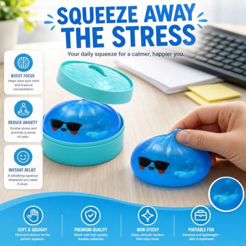 Shark Dumpling Squishy, Mystery Squishy with Box,Dumplings Squeeze Balls Stress Relief Sensory for Holiday & Birthday Gifts Stretchy Desk Toys - Image 2