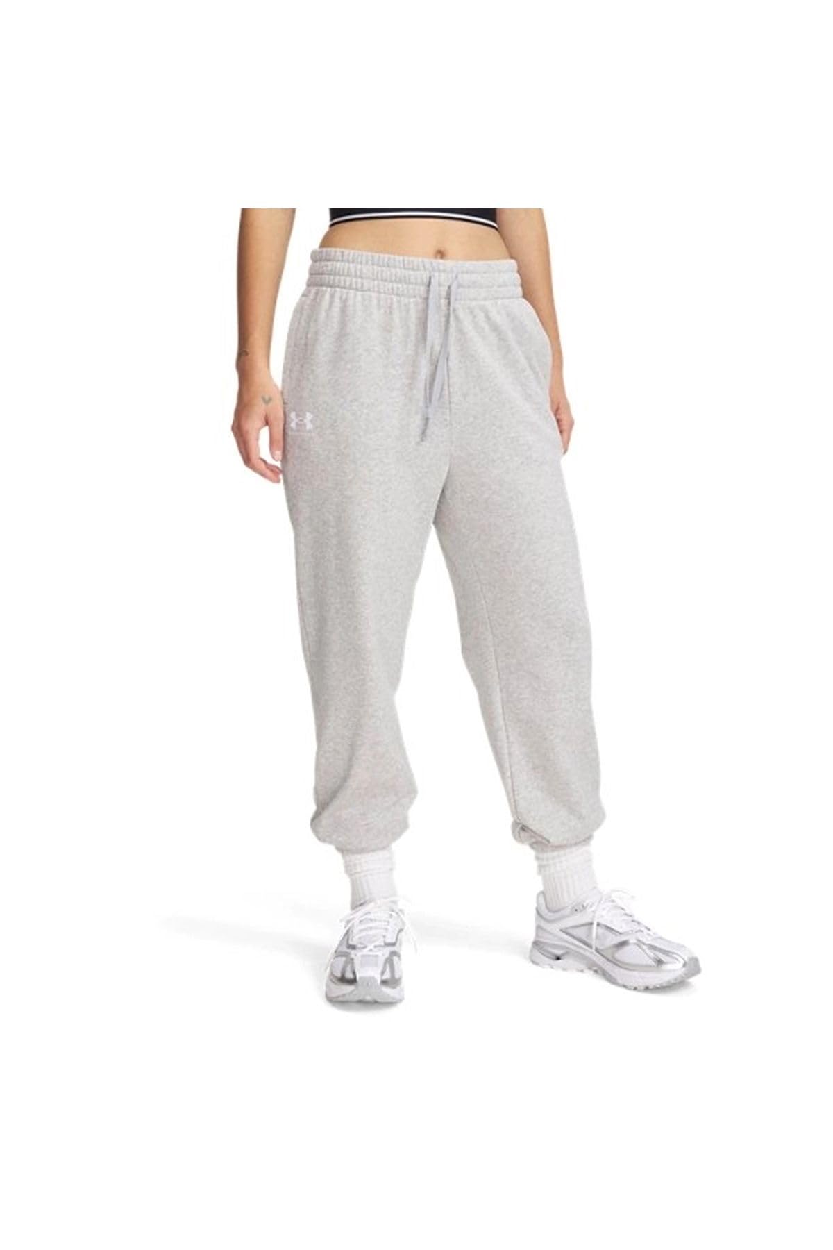 Under Armour Womens Rival Terry Joggers, (011) Mod Gray Light Heather / / White, Large