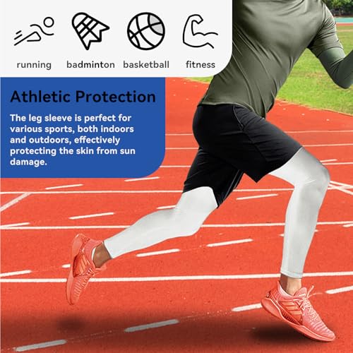 2 Pairs Leg Sleeves,Long Leg Compression Sleeve,Non-Slip Compression UV Leg Sleeves,Sports Long Knee Sleeve for Boys Girls Youth Basketball Running Sports Cycling3