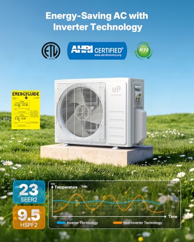 Image of Upstreman 2 Zone Mini Split with Heat Pump, 9K+12K BTU, 23 SEER2, 230V