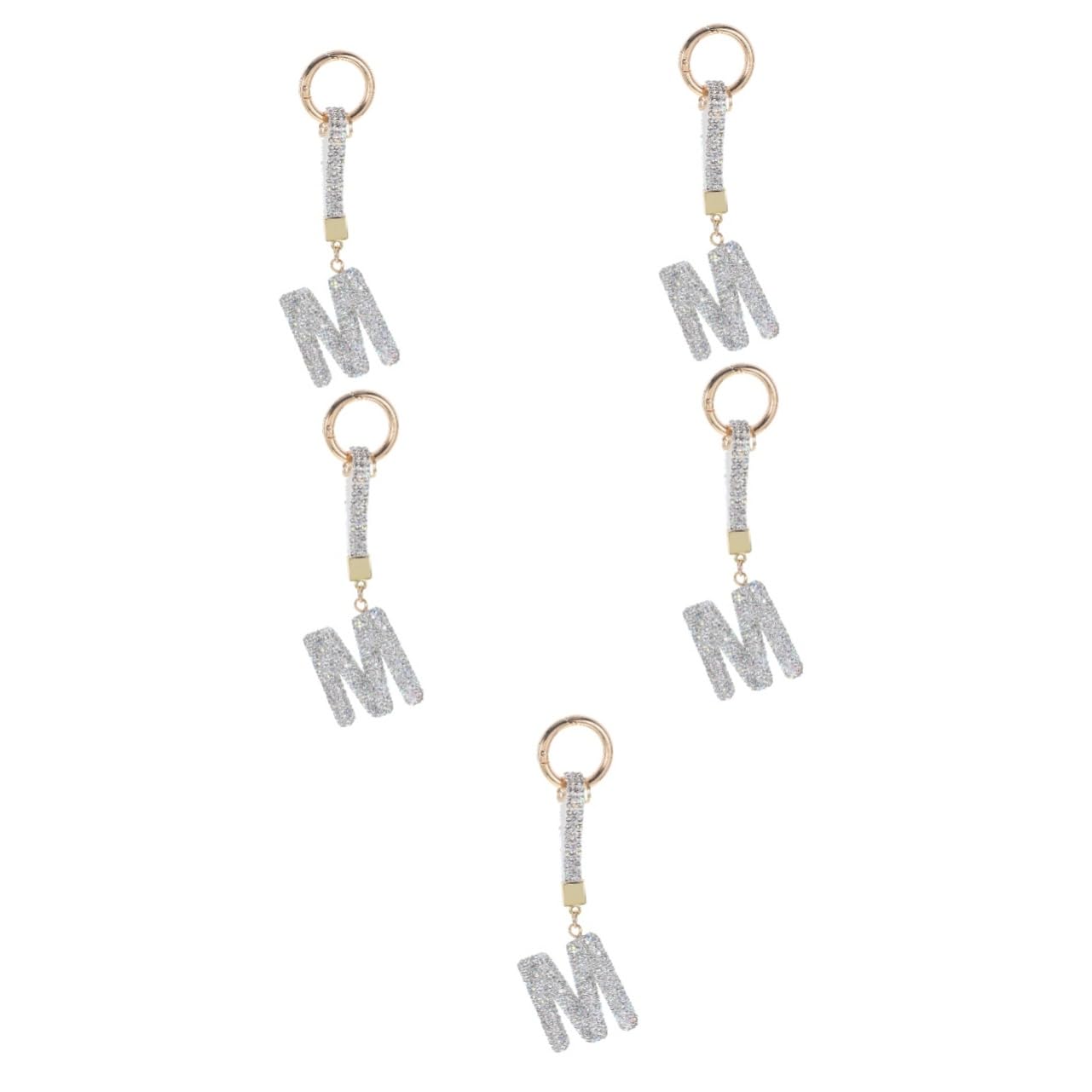 VALICLUD 5stücke Rhinestone Buchstaben Schlüsselanhänger Alphabet Schlüsselring Für Frauen Dekorativer Schlüsselbund Stylisches Taschenzubehör Leicht Und Tragbar Glänzendes Design